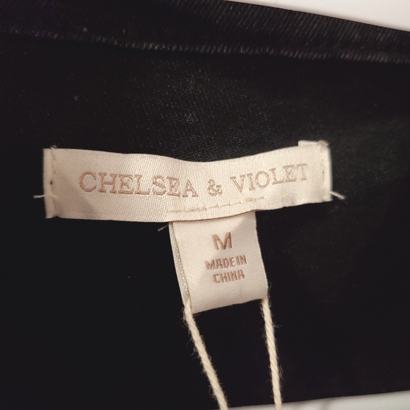 Chelsea & Violet Point Collar Puff Shoulder Jean Jacket - Size M (NWT) - Picture 6 of 9